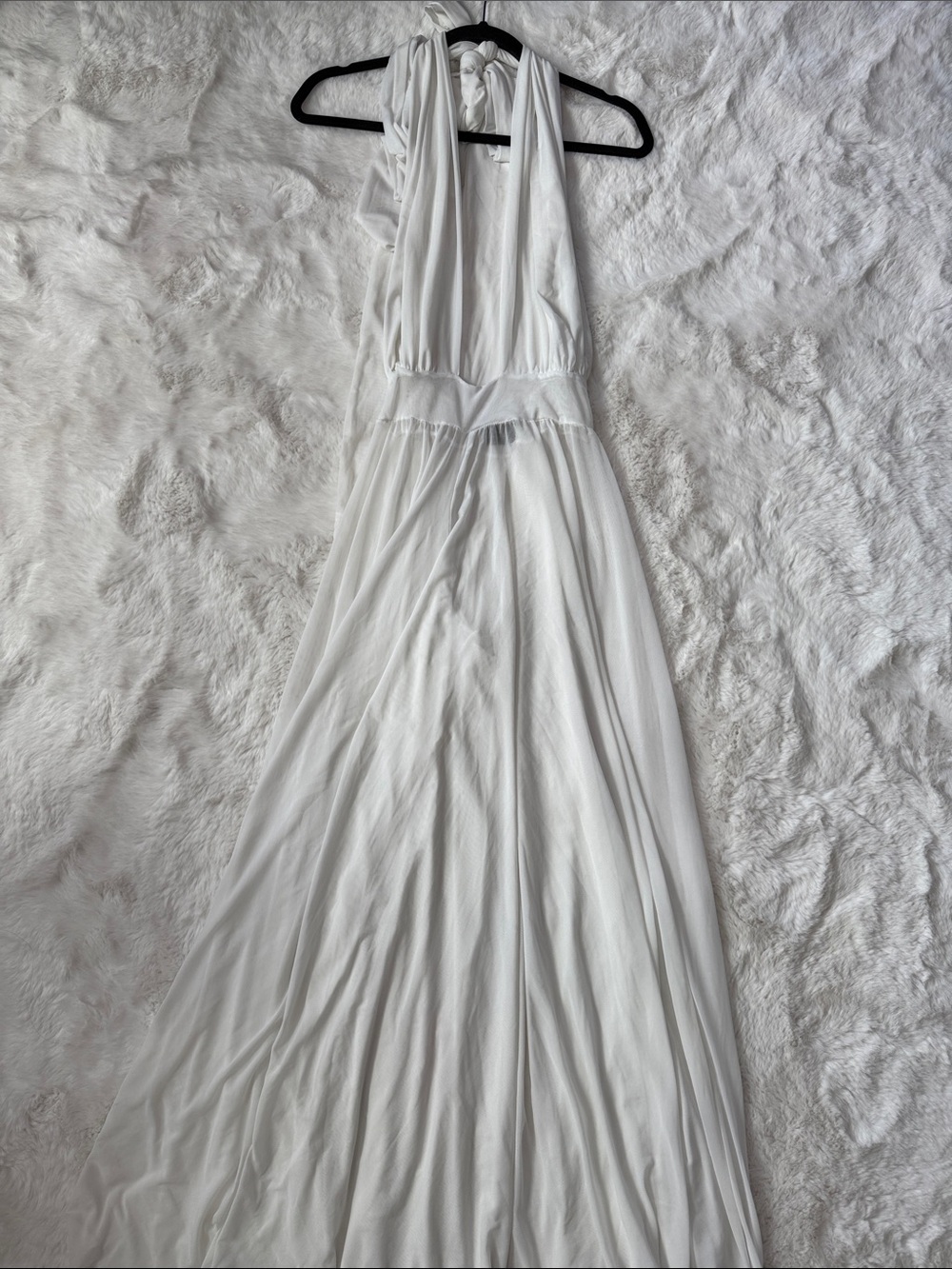 Women’s White Halter Swim Coverup Maxi Dress